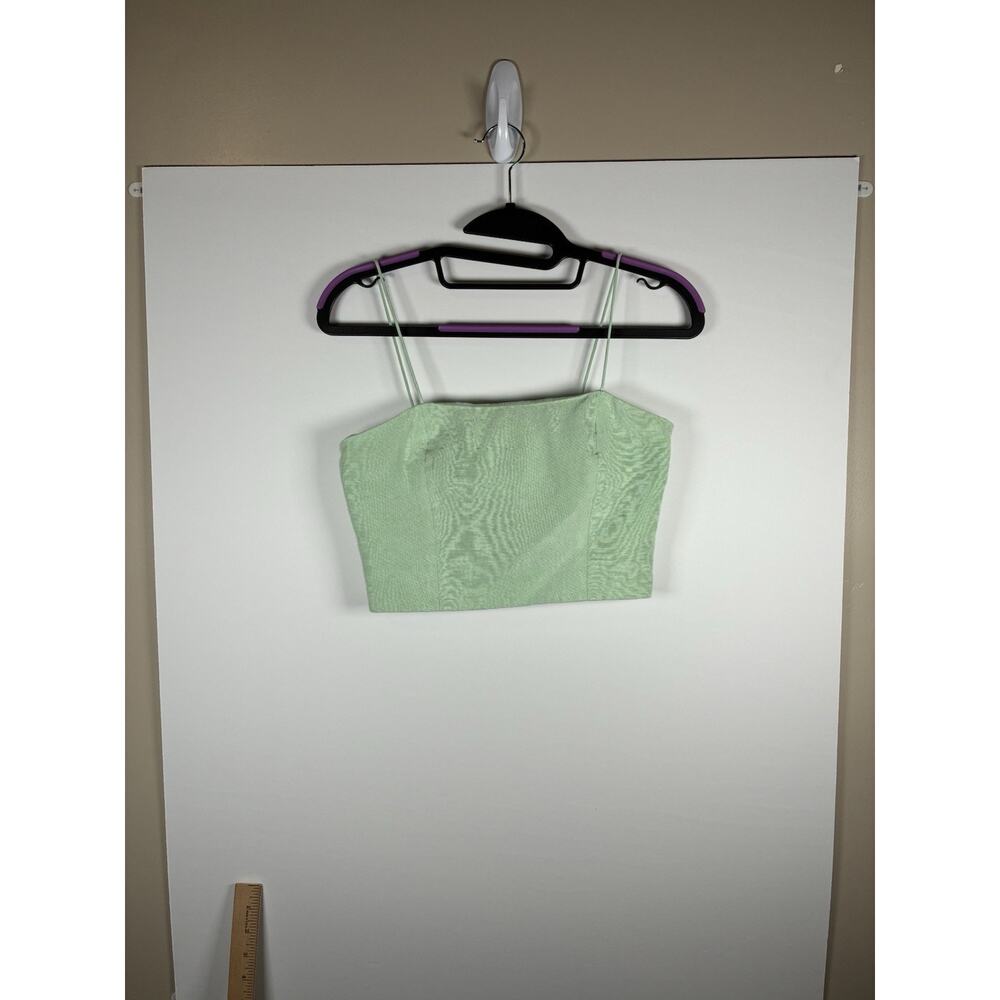 Alice + Olivia Mint Green Textured Structured Crop Cami Top Women Size 0 EUC